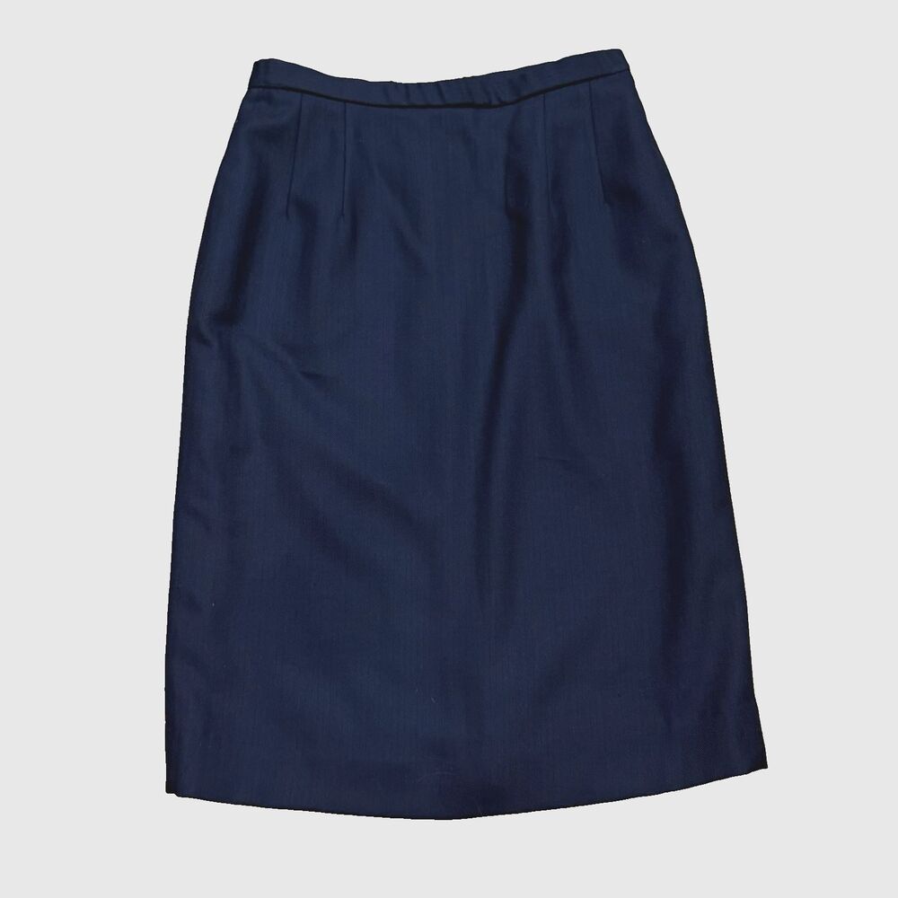 Vintage Pendleton Womens 8 Navy Blue 100% Virgin Wool Pencil Skirt Lined USA